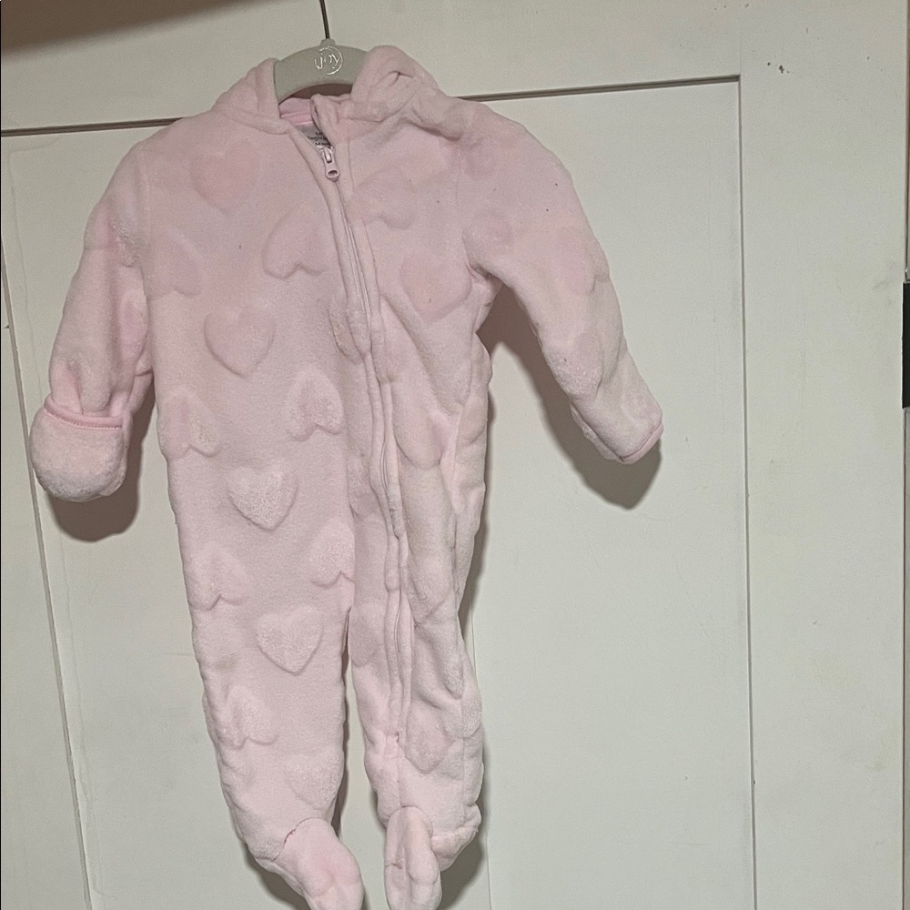 Adorable Pink Heart Kids Footie
